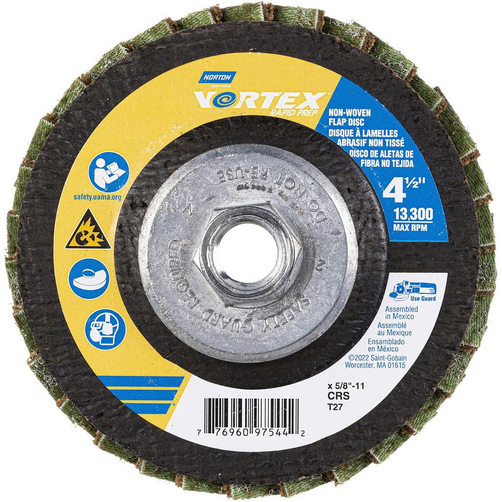 NORTON Norton 77696097544 Flap Disc 4.5 in Type 27 Aluminum Oxide