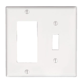 Leviton 80405-W 2-Gang Combination Wall Plate, White