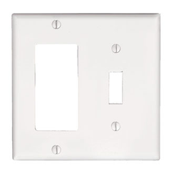 Leviton 80405-W 2-Gang Combination Wall Plate, White