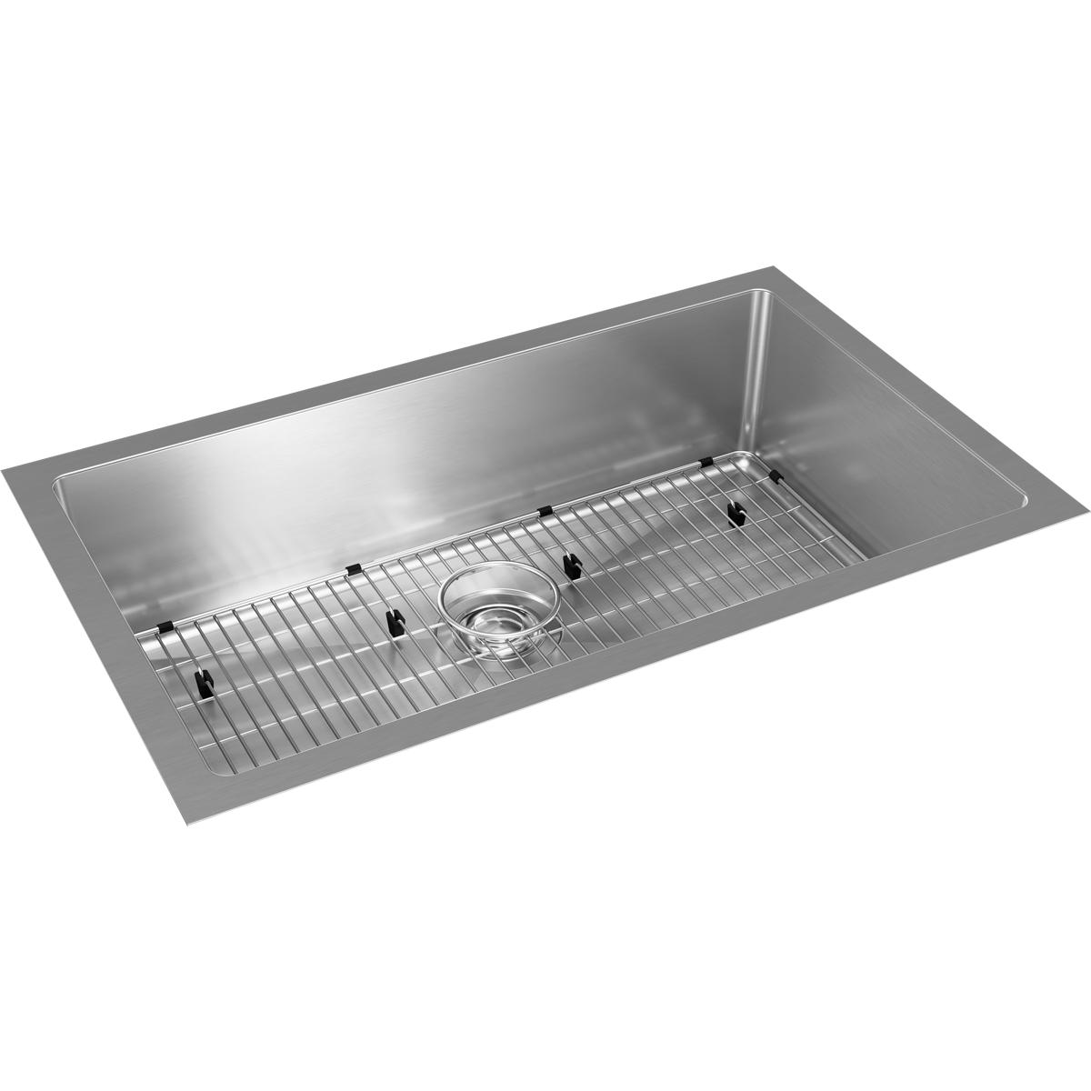 Elkay EFRU2816TC Crosstown 16 Gauge Stainless Steel 30-1/2 x 18-1/2 x 8 Single Bowl Undermount Sink Kit