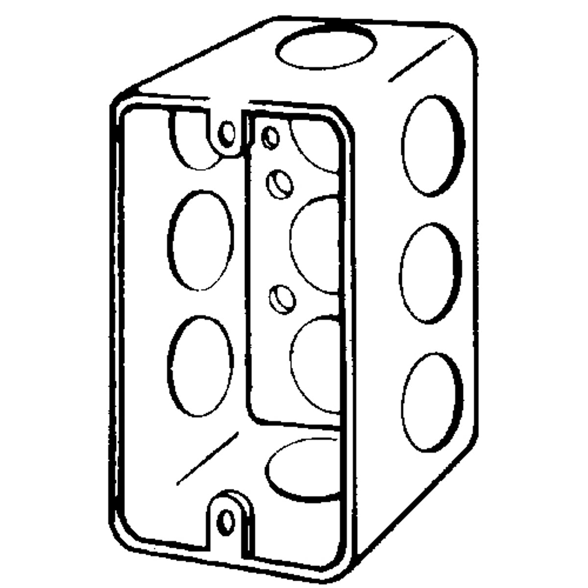 APPOZGCOMM 4CS-1/2 Features:With 1/2 IN Conduit Knockout, Standard:UL E18095, Number Of Outlet:10, Material:Steel, Size:2.125 X 1.875 X 4IN, Cubic Capacity:13CI