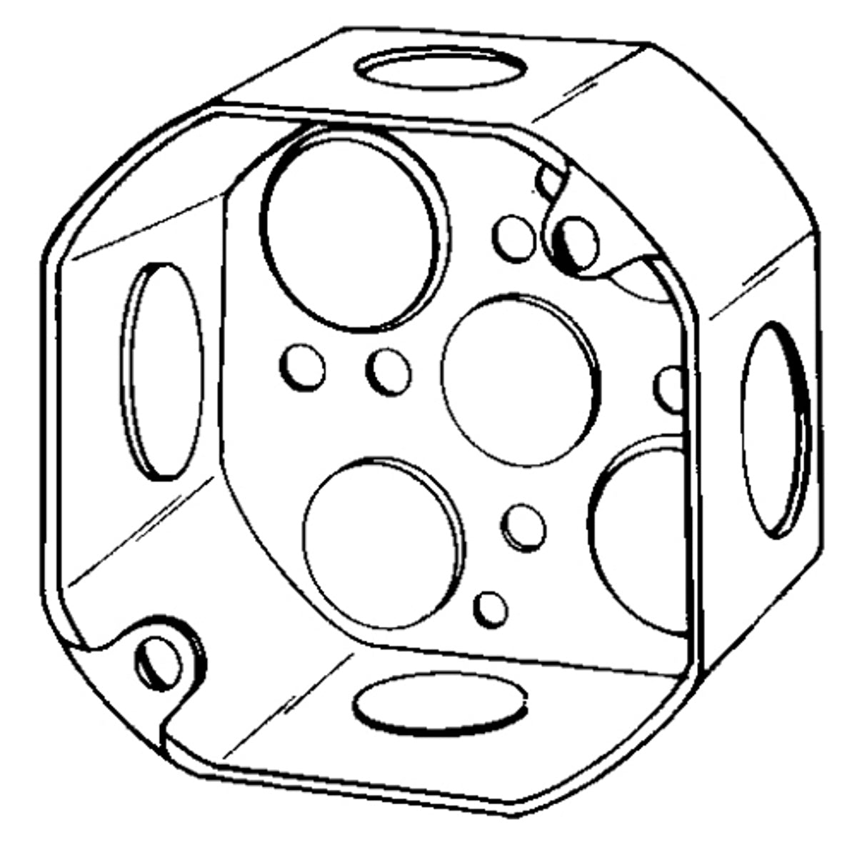 APPOZGCOMM 4OD-SPL Features With 3/4 And 1/2 IN Conduit Knockout Octagonal Box