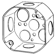 APPOZGCOMM 4OD-SPL Features With 3/4 And 1/2 IN Conduit Knockout Octagonal Box