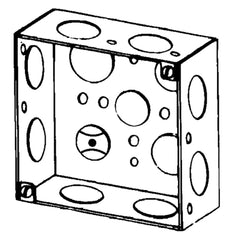 APPOZGCOMM 4S-3/4 Features:With 3/4 And 1/2 IN Conduit Knockout, Standard:UL E18095, Number Of Outlet:12, Material:Steel, Size:4 X 4 X 1.5IN, Cubic Capacity:21CI