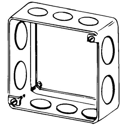 APPOZGCOMM 4SES Square Box Extension Ring 1 1/2IN Depth (6) 1/2IN (4) 3/4IN Knockout