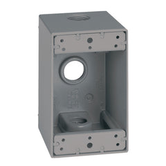 APPOZGCOMM WDM150 Single Gang Weatherproof Outlet Box 2-5/8 Inch Deep with (3) 1/2 Inch Hubs