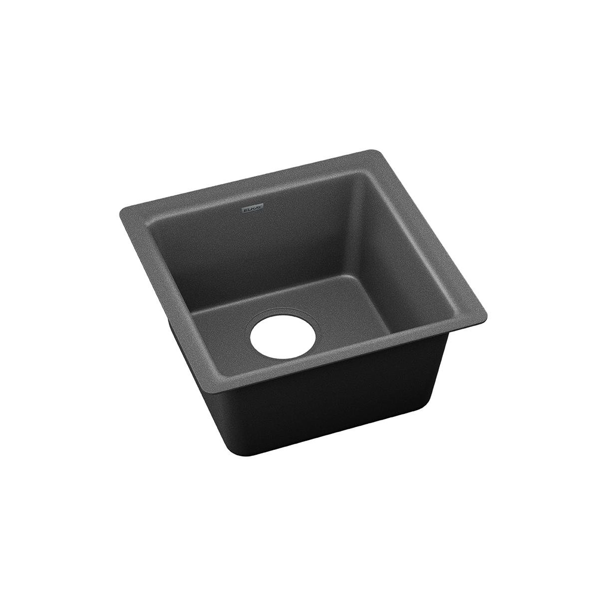 Elkay ELX1616CH0 Luxe 15-3/4 x 15-3/4 in. Drop-in and Undermount Quartz Bar Sink in Charcoal