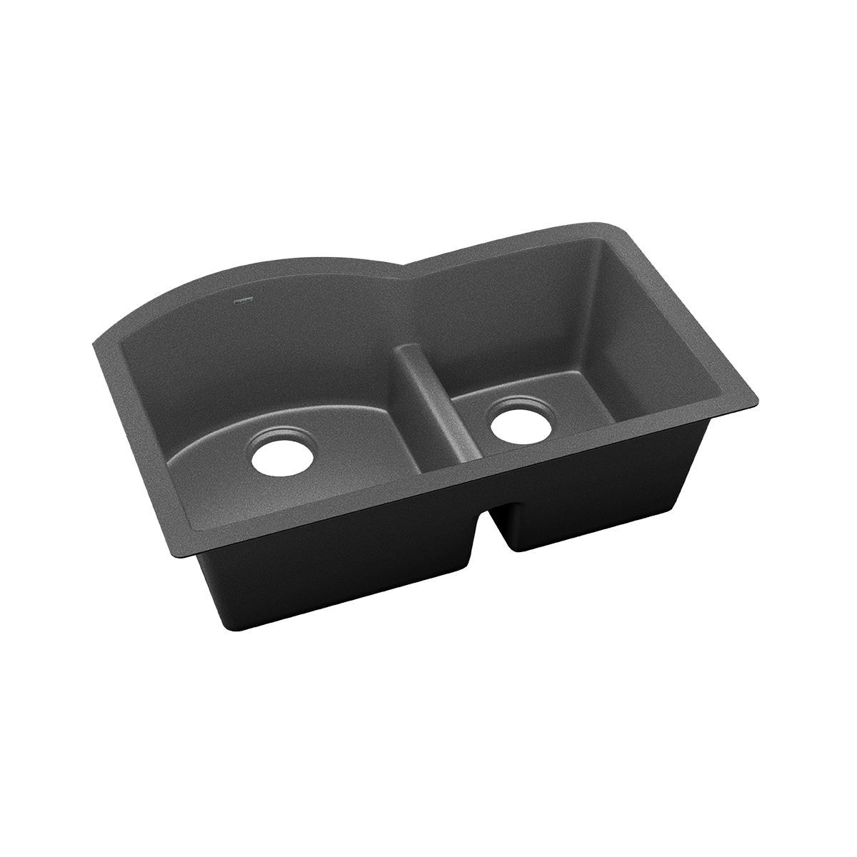 Elkay ELXHU3322RCH0 Quartz Luxe 33 x 22 in. No Hole Composite Double Bowl Undermount Sink in Charcoal