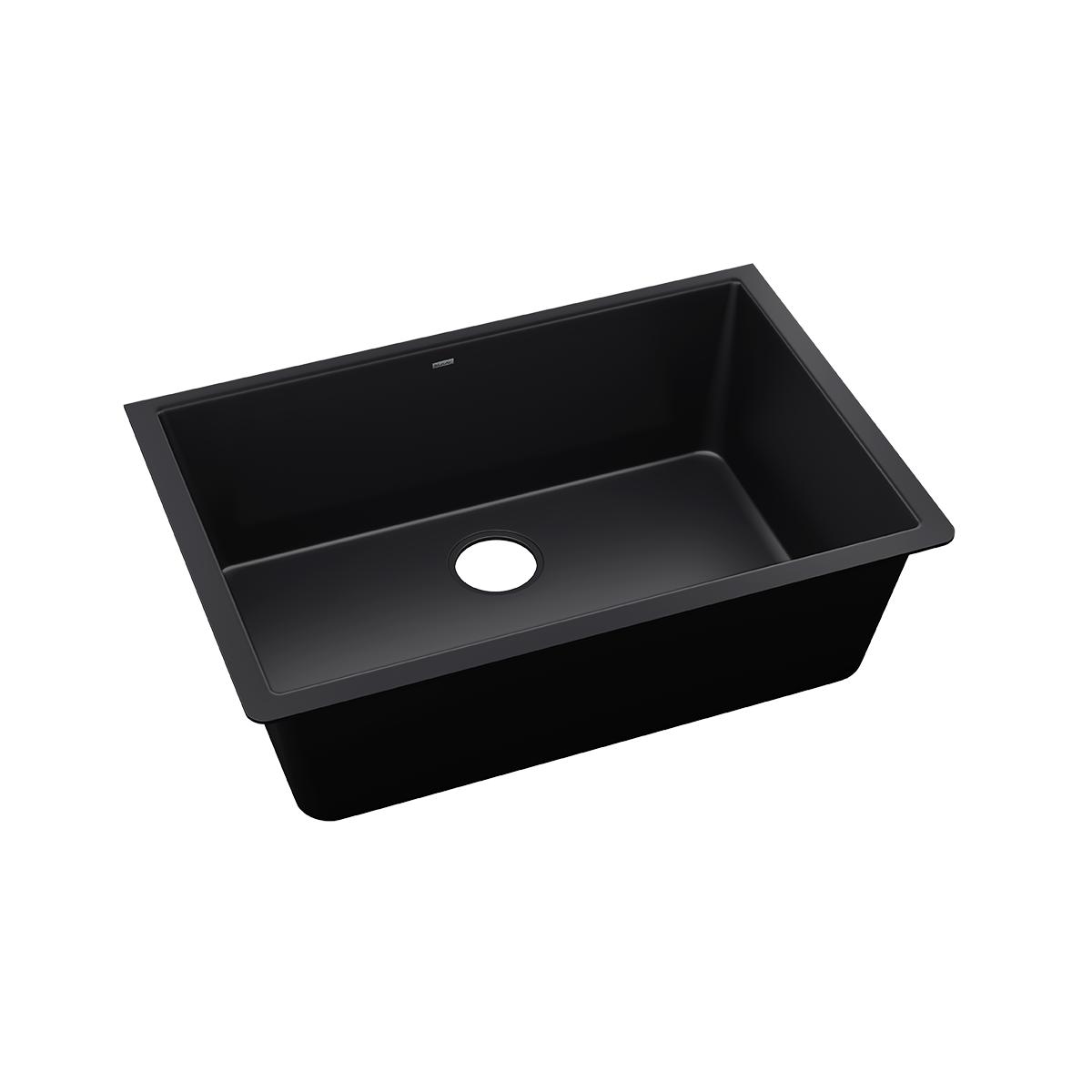 Elkay ELXRU13322CA0 Quartz Luxe 33 x 18-7/16 No Hole Composite Single Bowl Undermount Kitchen Sink in Caviar