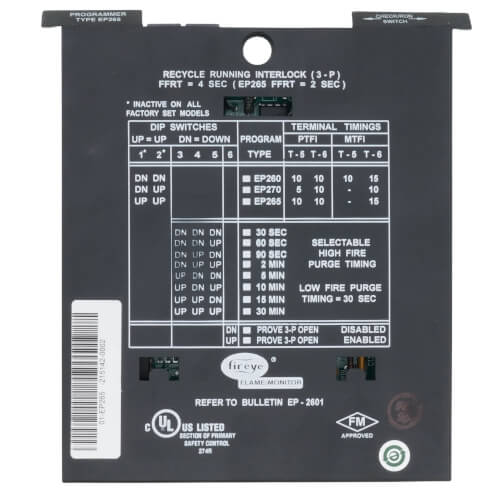 Fireye EP265 10 & 15 Sec TFI Recycle, 30 Sec Purge EP Programmer Module