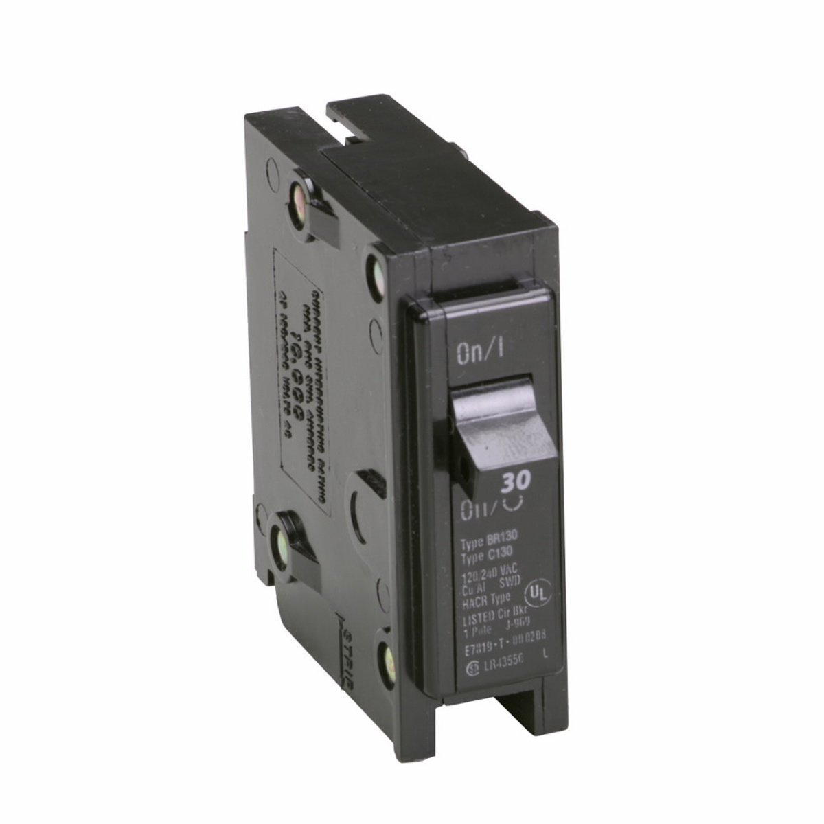 EATON BR130 Type BR Plug-On Circuit Breaker, 240 VAC, 30 Amp, 10 kAIC, 1-Pole