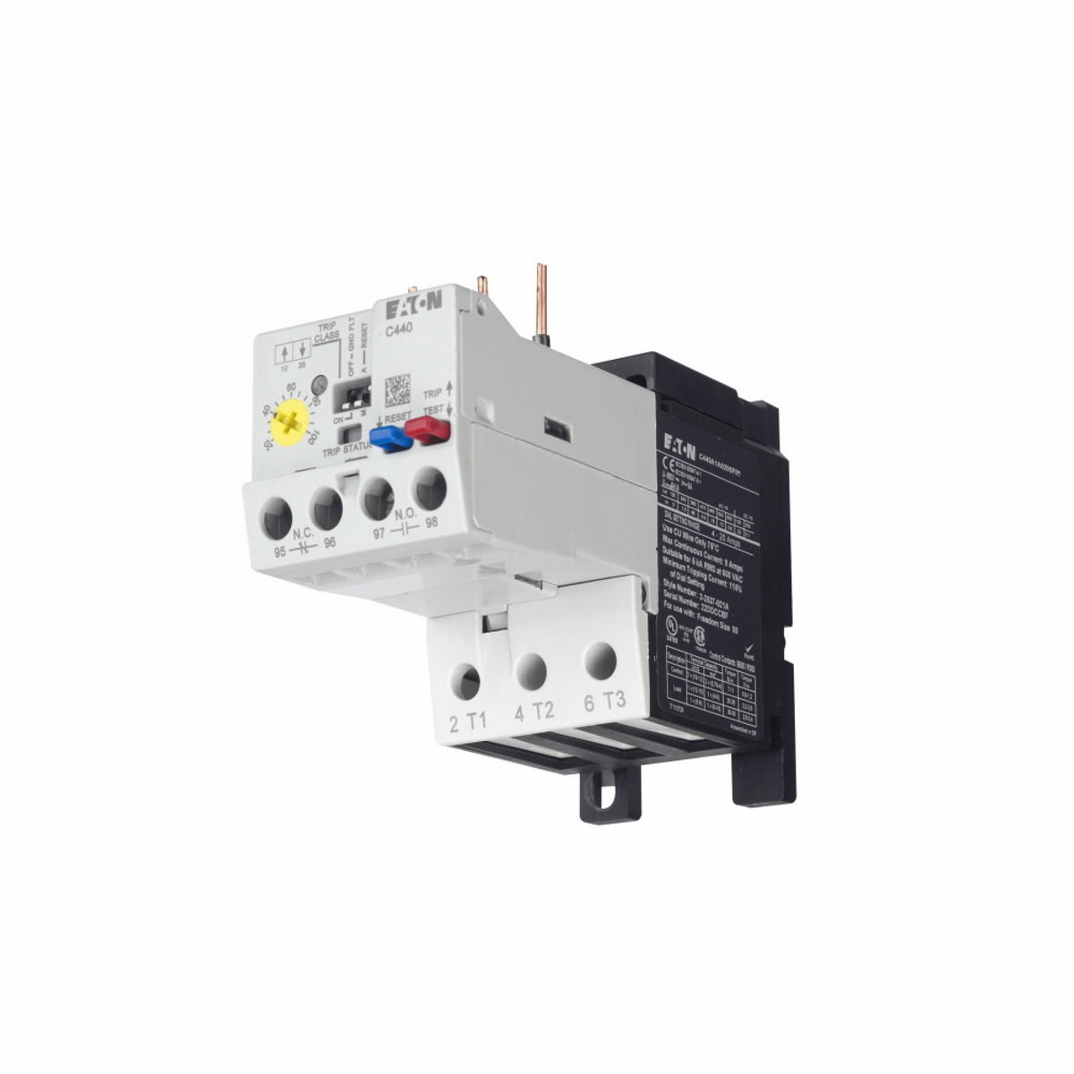 Eaton C440A1A005SDD Overload Relay 45mm Frame Selectable 10A Class 10, 20, 30 Overload 1-5A