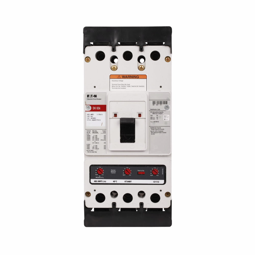 Eaton DK3400 - DK Series Molded Case Circuit Breaker 240 VAC 250 VDC 400 A 10/65 kA Interrupt