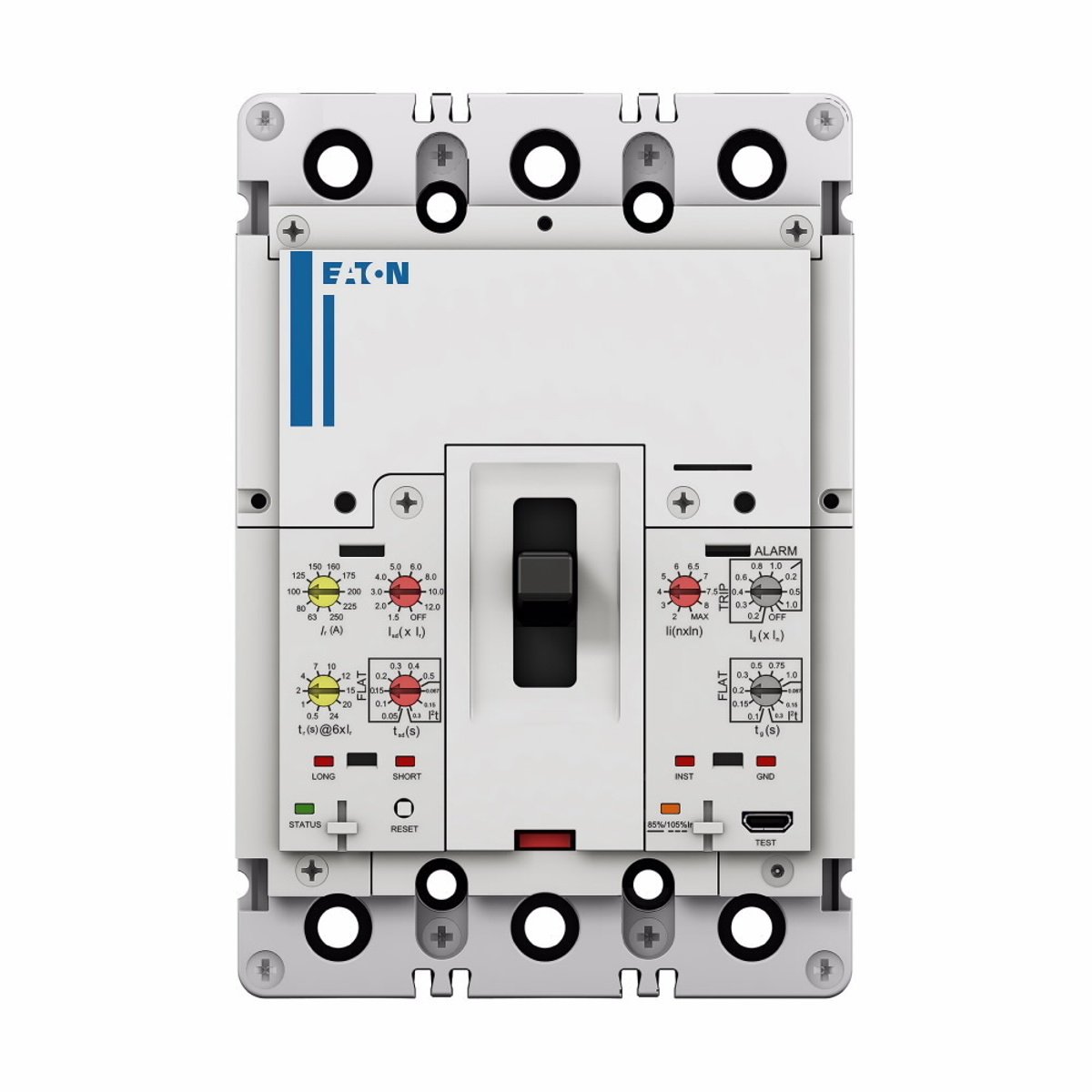 Eaton PDG23M0100E3RJ Power Defense Molded Case Circuit Breaker, Globally Rated, Frame 2, Three Pole, 100A, 65kA/480V