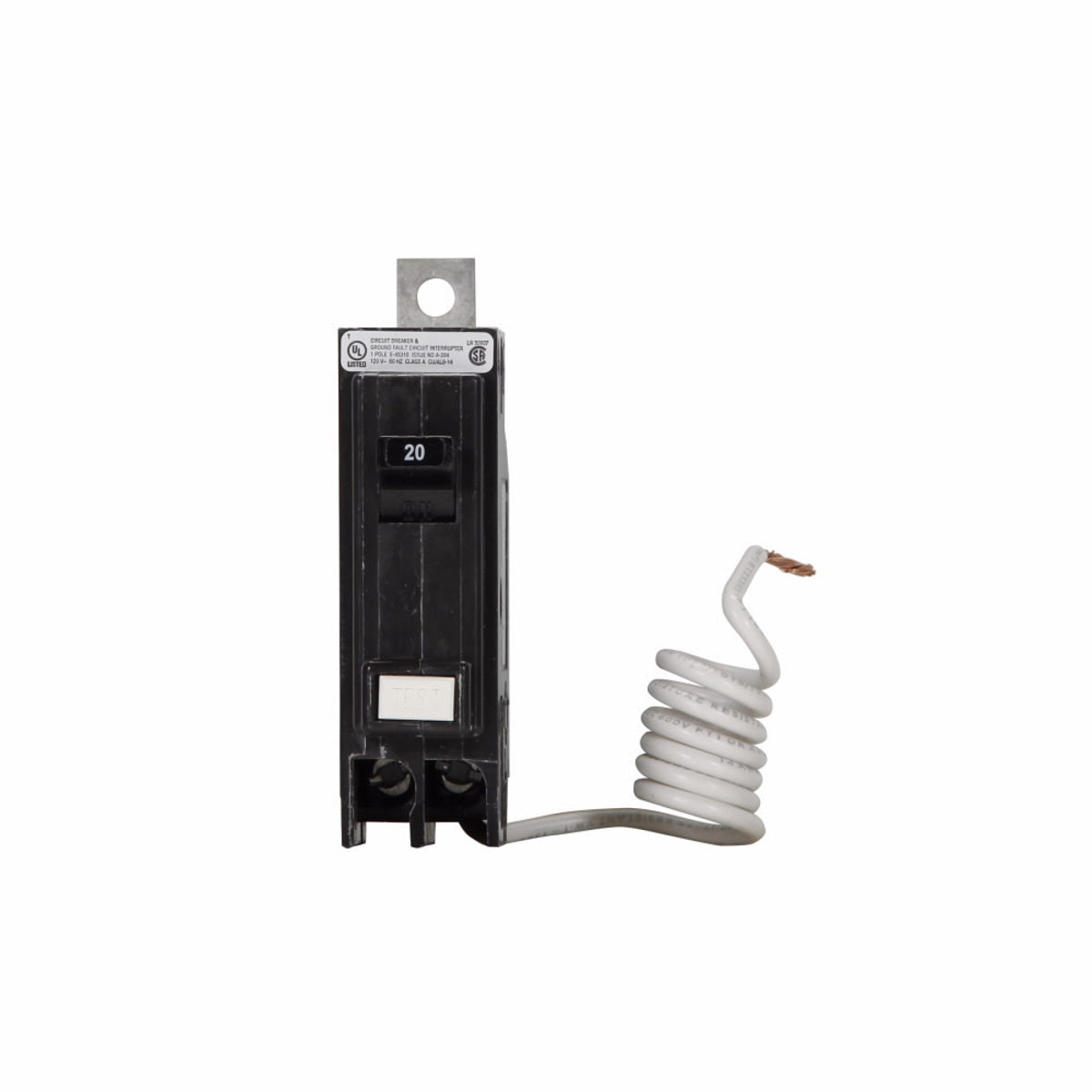 Eaton QBGFT1020 GFCI Circuit Breaker 120/240VAC 20A 10 kA Interrupt 1 Pole Non-Interchangeable