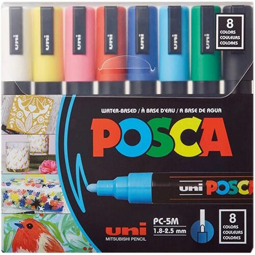 UNI-BALL Uni-ball Corporation UBCPC5M8C Posca PC-5M Paint Marker 8-pack