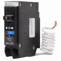 EATON BRN115DF Type BR Arc Fault / Ground Fault Circuit Breaker, Pigtail Neutral, 120 VAC, 15 Amp, 10 kAIC, 1-Pole