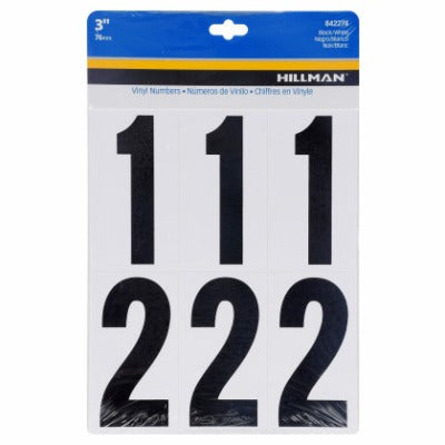 HILLMAN Hillman Fasteners 842274 Vinyl Number Set 3 in Black White 6pc