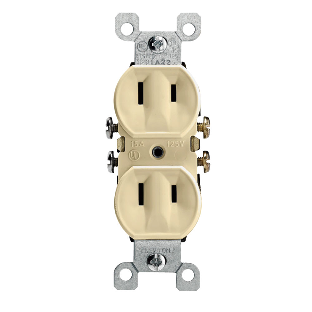 LEVITON Leviton 223-I Duplex Receptacle 15 Amp 125 Volt (4.3 x 1.5 x 1 in) 006-00223-00I