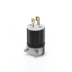 Leviton ML1-P 15 Amp 125 Volt 2-Pole 2 Wire Industrial Grade Non-Grounding MiniLock Black/White Locking Plug