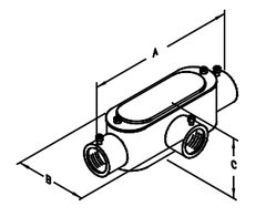 Steel Electric Products T1CA 1/2 Inch Die-Cast Enameled Copper Free Aluminum Tee Hub Type T Conduit Body