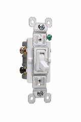 Pass & Seymour 663WG 3-Pole 3-Way Self-Grounding Toggle Switch, 120 VAC, 15 Amp, White