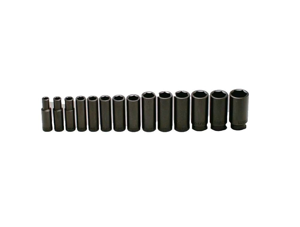 WRIGHT TOOL Wright Tool 407 14 Piece 6 Point Deep Impact Socket Set 1/2 in Drive (3/8 in - 1 1/4 in)