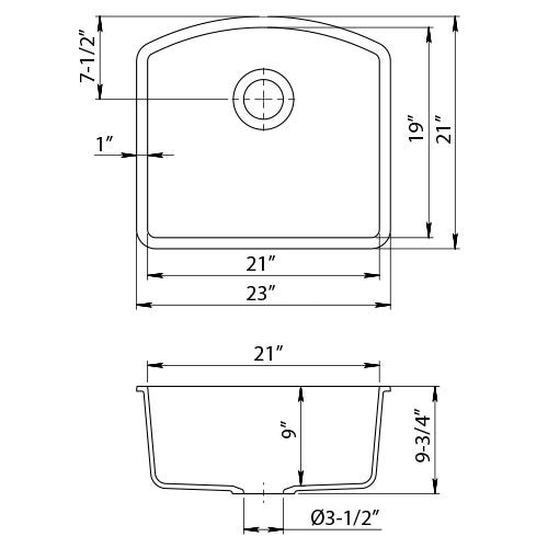 DAKOTA Dakota Plumbing Products GSE-QC2321-W Undermount Kitchen Sink