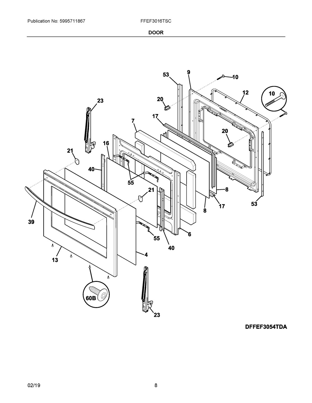 FRIGIDAIRE Frigidaire 5304520635 Handle With Mounting Screws (Each) Replacement 5304520635