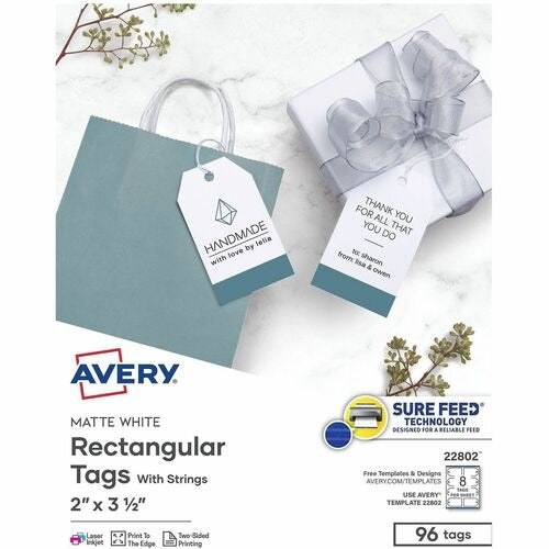 AVERY Avery AVE22802 White Rectangle Tags 96 Pack 2x3.5 in