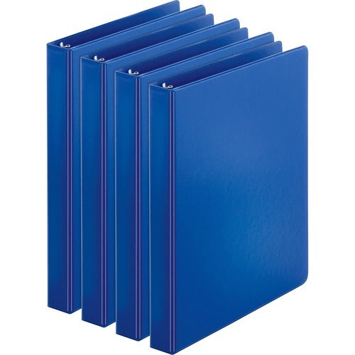 BUSINESS SOURCE Business Source BSN09975BD Round Ring Binder 1 in Blue 4pk