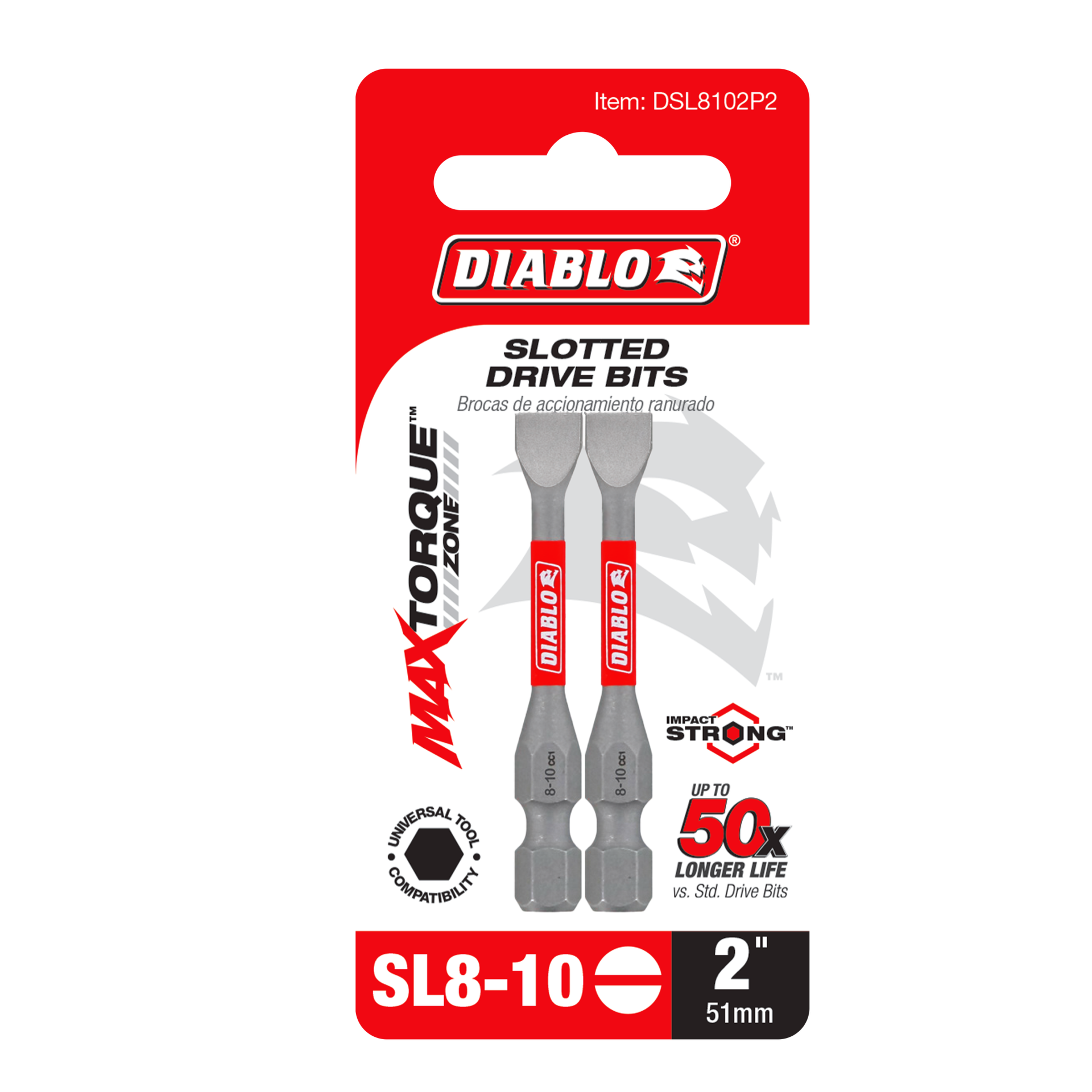 DIABLO Diablo DSL8102P2 Slotted Driver Bit 2 in L 8-10 (2-Pack)
