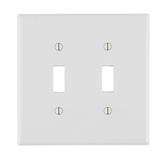 Leviton 88009 2-Gang Toggle Switch Wall Plate, Thermoset, White