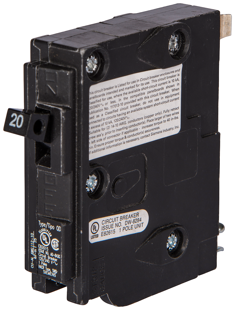 Siemens D120 1-Pole 20 Amp 3/4 Inch 10 K Circuit Breaker