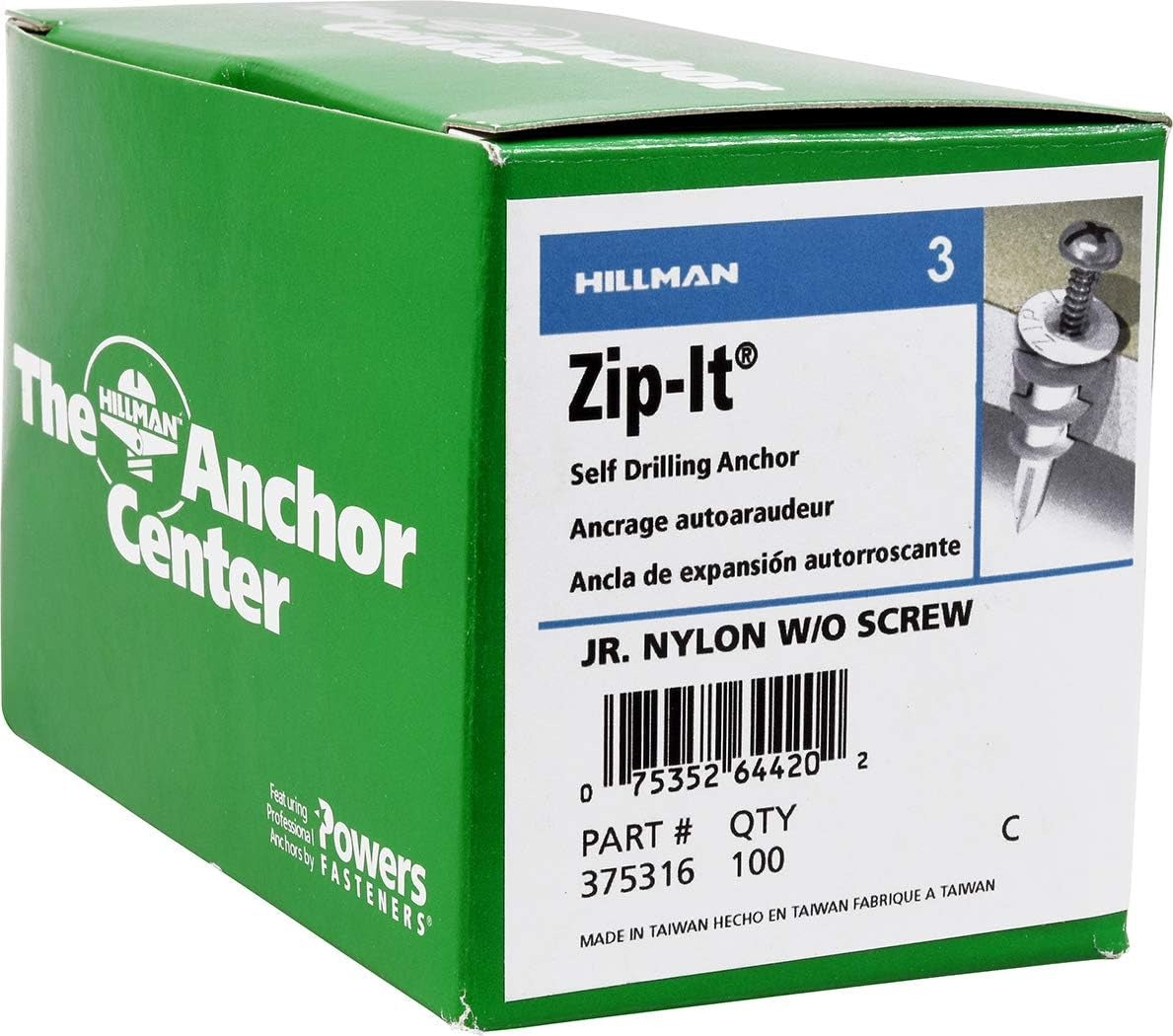 HILLMAN Hillman 375316 Number-6 Jr. Nylon Wallboard Anchor 100-Pack