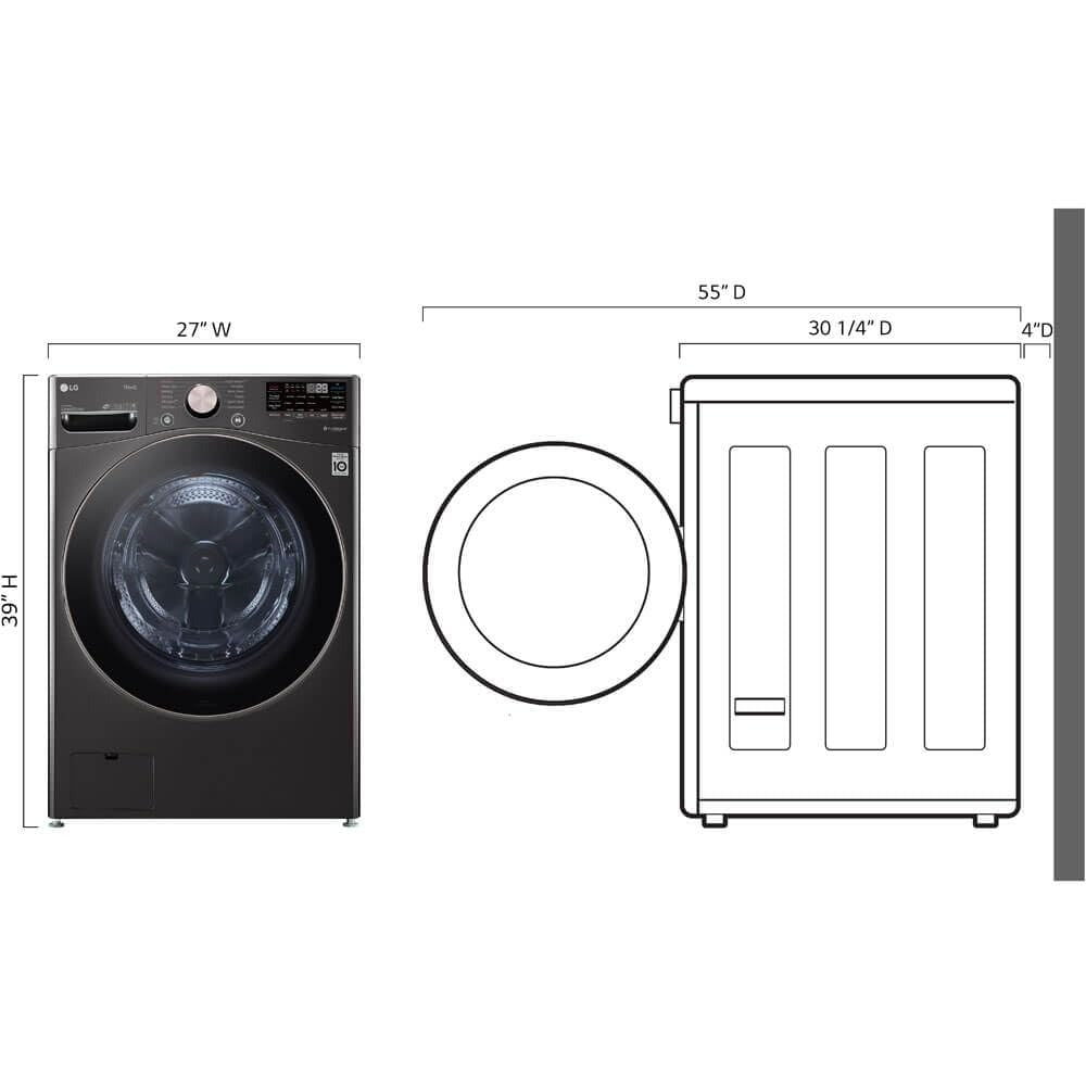 LG Lg WM4000HBA Front Load Washer 4.5 Cu Ft Black Steel