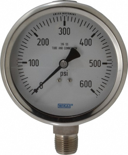 WIKA Wika 9768963 Pressure Gauge 0-600 Psi 4 in Dial Npt