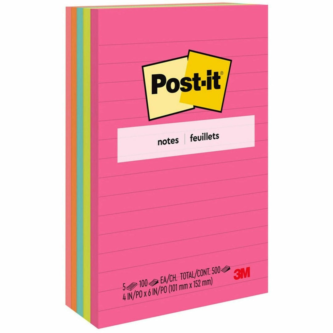 3M 3M MMM6605AN Post-it Notes (4 x 6, 100 Sheets/Pad, 5 Pack) 6605AN