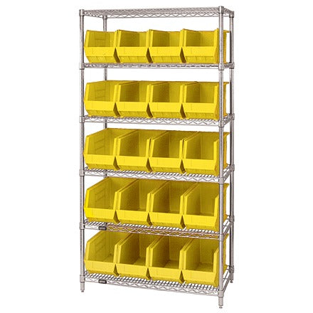 BSC PREFERRED Bsc Preferred WSBQ265Y Wire Shelving Kit with Bins