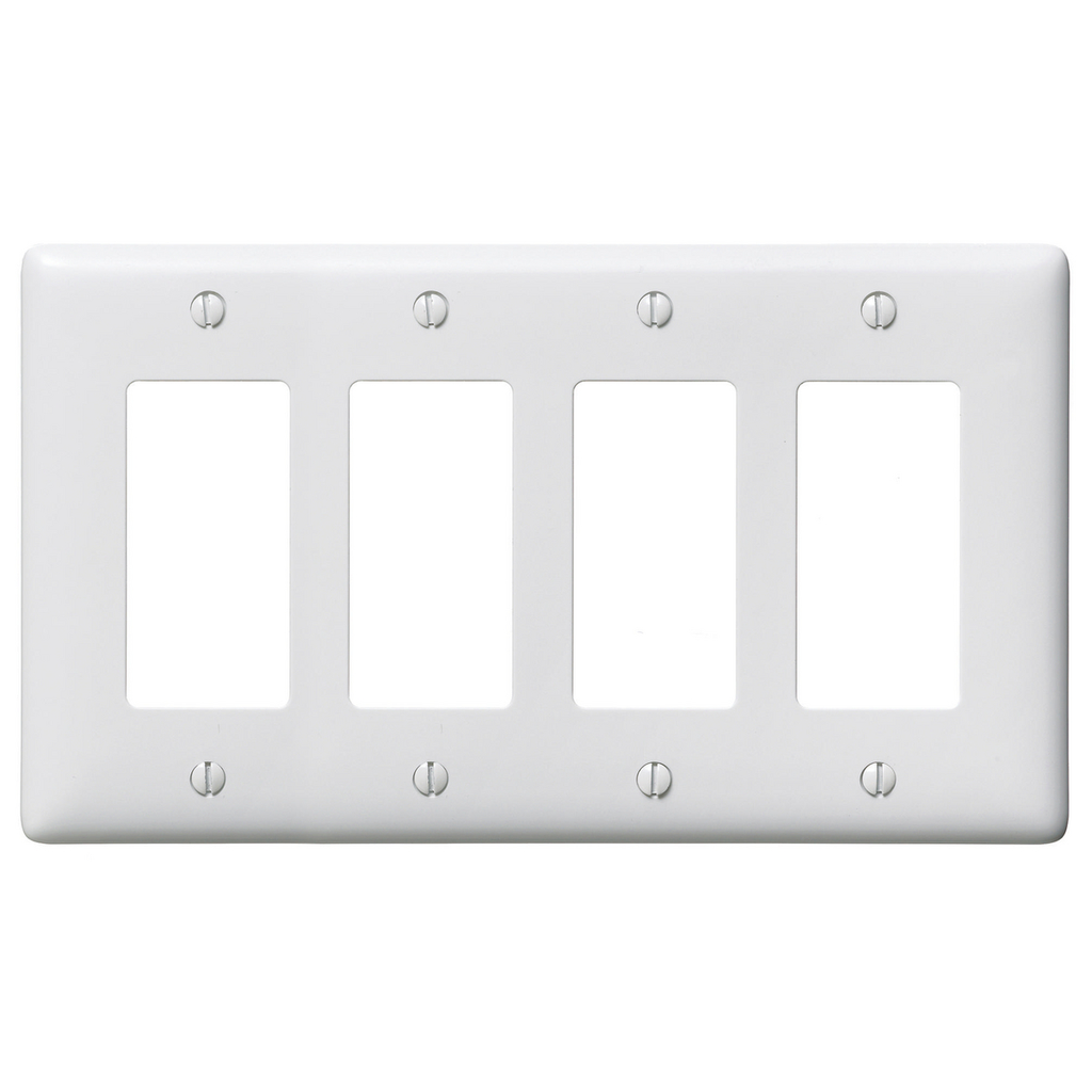 Hubbell NP264W 4-Gang White Nylon Standard 4-Decorator Switch Wallplate