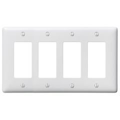 Hubbell NP264W 4-Gang White Nylon Standard 4-Decorator Switch Wallplate