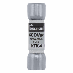 Bussmann KTK-4 600v 4amp LIMITRON Fast-Acting Supplemental Fuse, Non-Indicating, 100kAIC @ 600Vac, 13/32 x 1-1/2