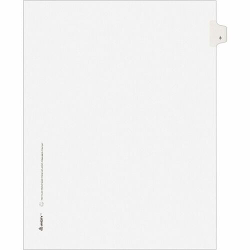 AVERY Avery AVE11913 Legal Numeric Tab Divider No. 3 Pack of 25