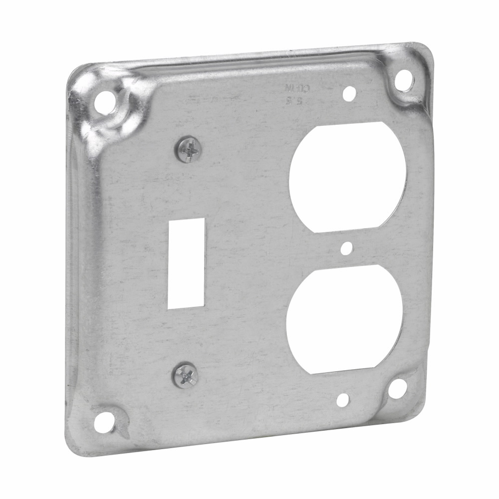 Crouse-Hinds TP506 Square Surface Cover, Toggle Switch/Duplex Receptacle, 1/2 Raised, 5.5 cu in