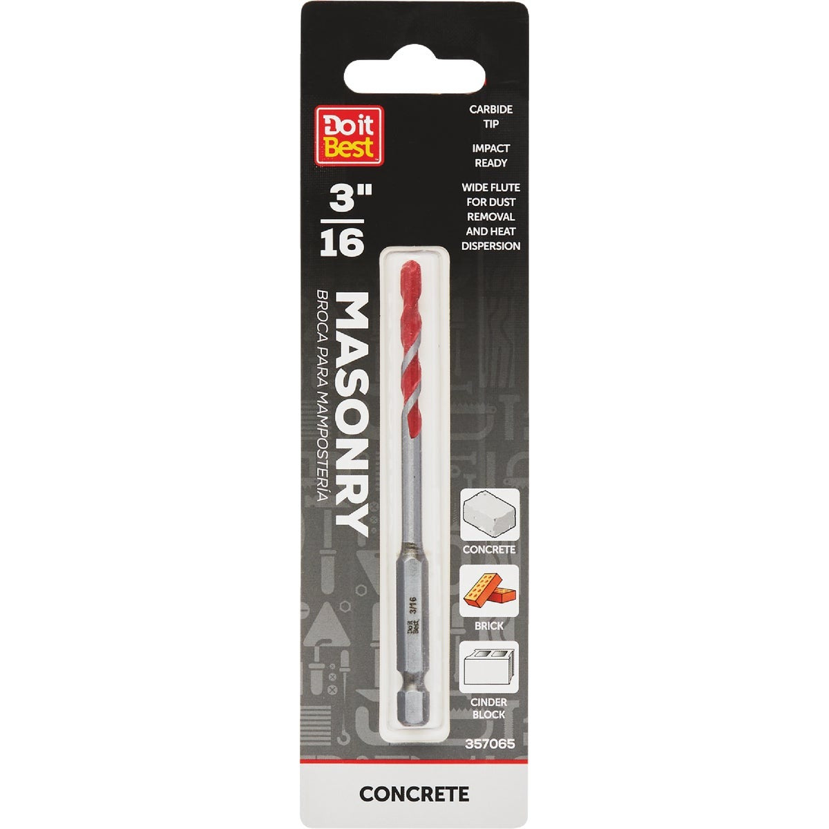 BSC PREFERRED Bsc Preferred QJDIB-MB-002 Masonry Drill Bit 3/16 in