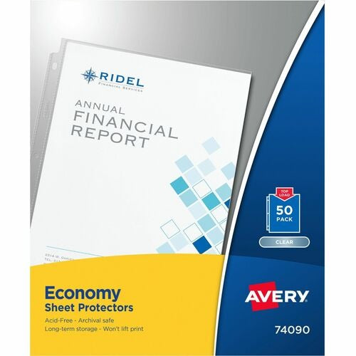 AVERY Avery AVE74090 Clear Sheet Protectors Letter Size 50pk