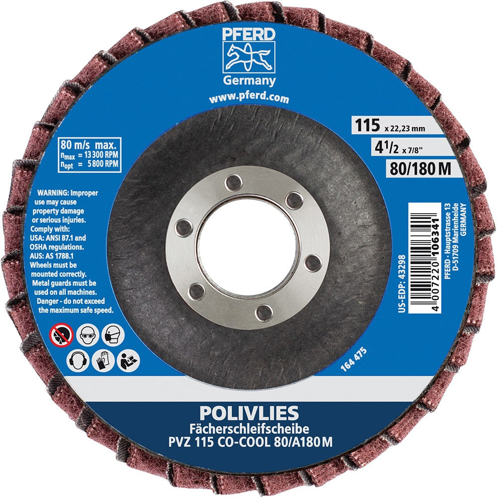 PFERD Pferd 44695102 Flap Disc 4.5in 80 Grit Ceramic Type 27
