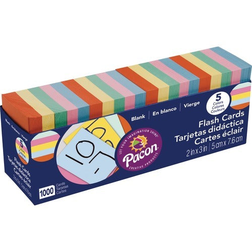 PACON Pacon PAC74170 Blank Flash Cards 3x2 in Assorted 1000pk