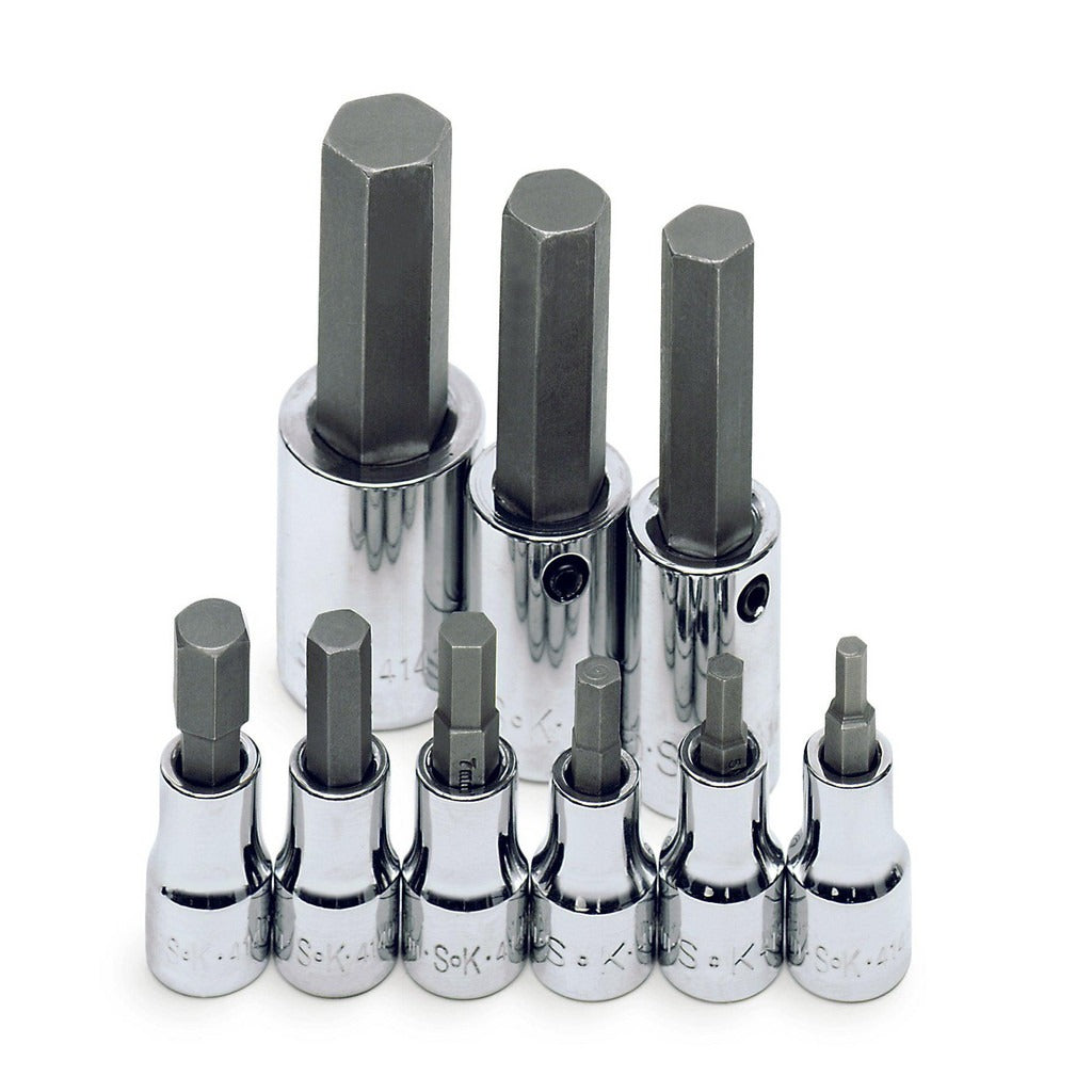PARKER Sk 19734 Hex Bit Socket Set 9 Pc 3/8 1/2 Drive Metric