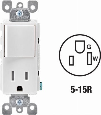 LEVITON Leviton Mfg Co R62-T5625-0WS Tamper-resistant Switch Outlet